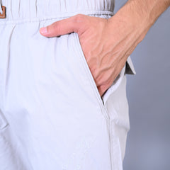 Men's Premium White 6-Pocket Cargo - Relaxed Fit Cotton Trousers