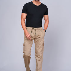 Men’s Beige Cargo Jogger Pants