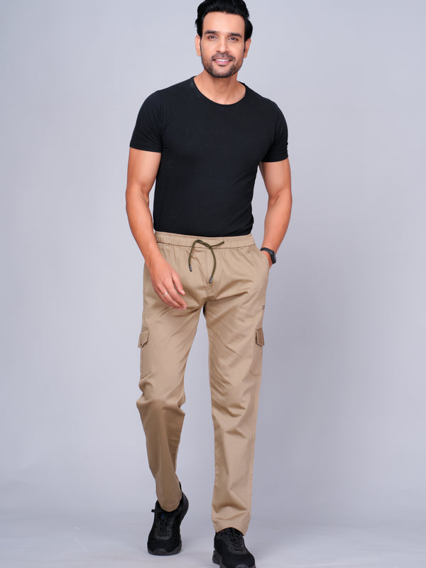 Men’s Beige Cargo Jogger Pants