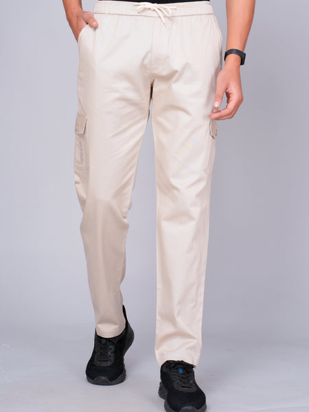 Men’s Cream Cargo Jogger Pants