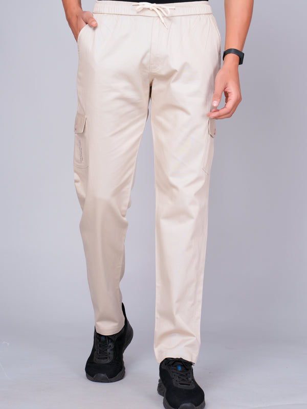Men’s Cream Cargo Jogger Pants