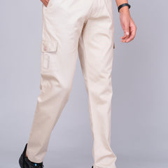 Men’s Cream Cargo Jogger Pants