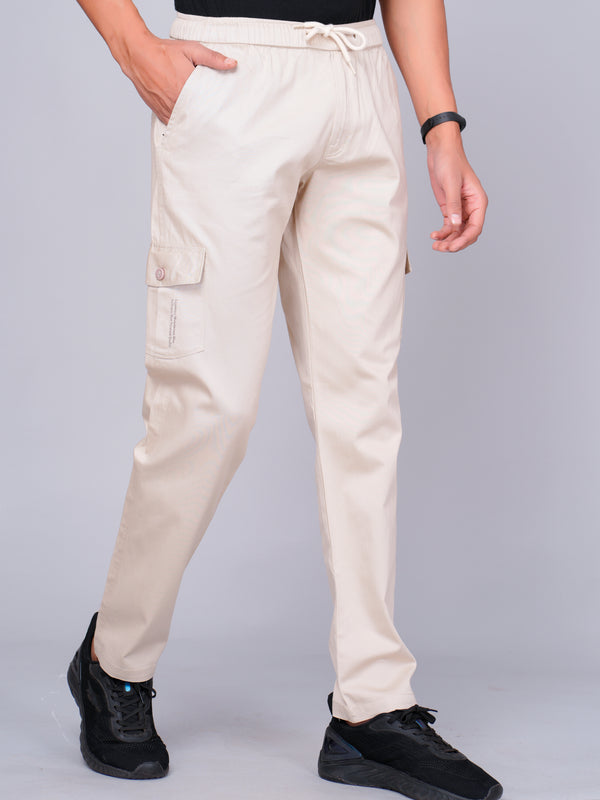 Men’s Cream Cargo Jogger Pants