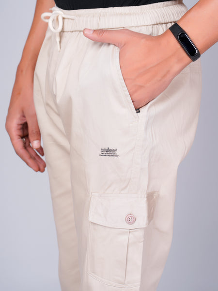 Men’s Cream Cargo Jogger Pants