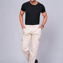 Men’s Cream Cargo Jogger Pants