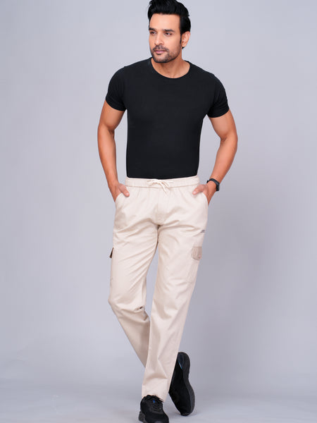 Men’s Cream Cargo Jogger Pants