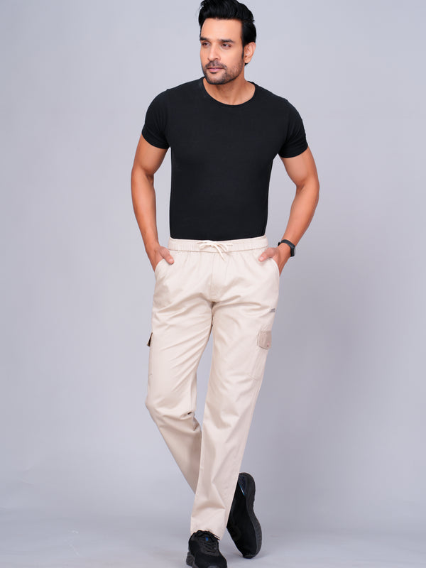 Men’s Cream Cargo Jogger Pants