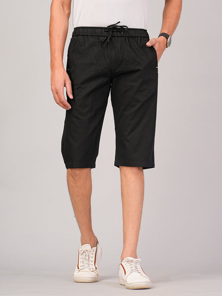 Men’s Premium Solid Twill Capri Pants – Black