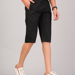 Men’s Premium Solid Twill Capri Pants – Black