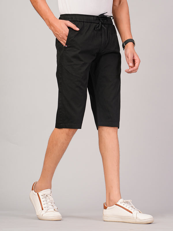 Men’s Premium Solid Twill Capri Pants – Black