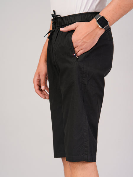Men’s Premium Solid Twill Capri Pants – Black