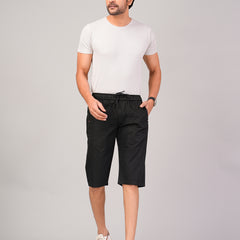 Men’s Premium Solid Twill Capri Pants – Black