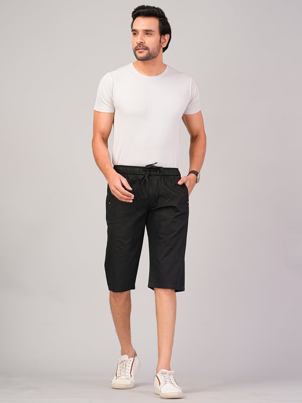 Men’s Premium Solid Twill Capri Pants – Black