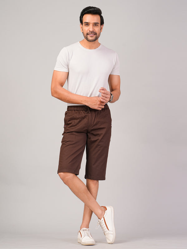Men’s Premium Solid Twill Capri Pants – Brown