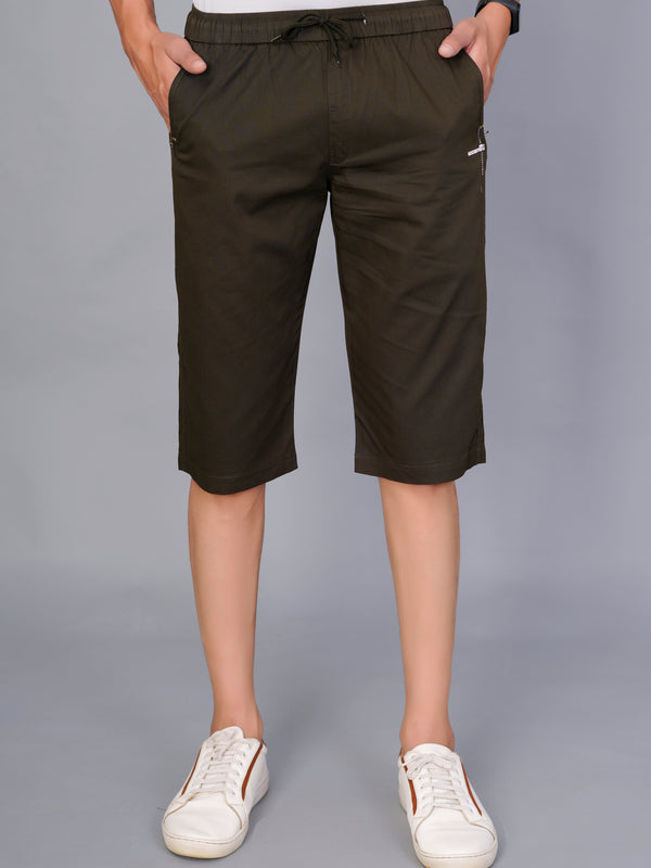 Men’s Premium Solid Twill Capri Pants  – Dark Green