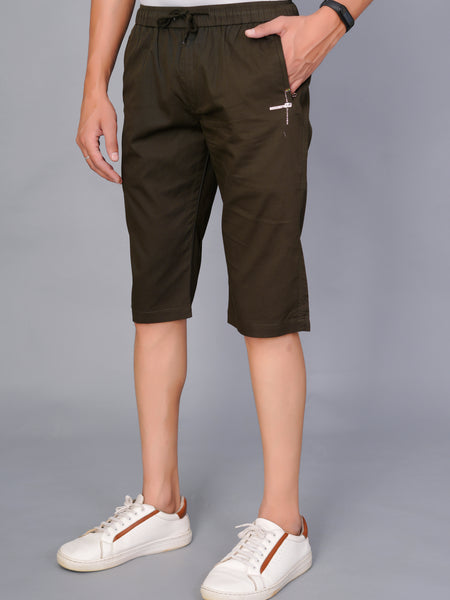 Men’s Premium Solid Twill Capri Pants  – Dark Green