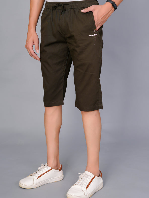 Men’s Premium Solid Twill Capri Pants  – Dark Green