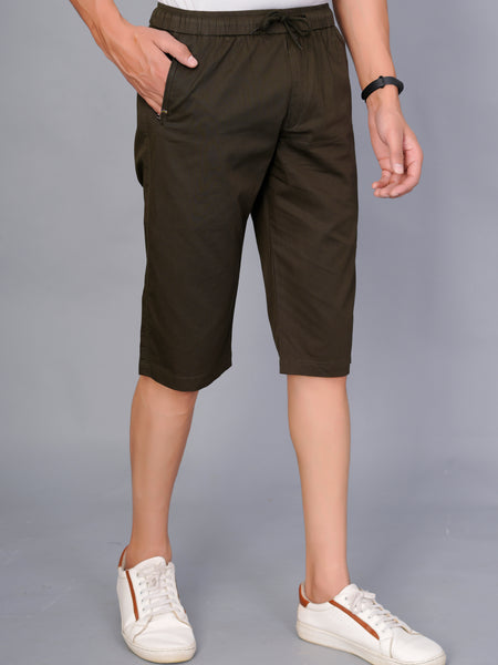 Men’s Premium Solid Twill Capri Pants  – Dark Green