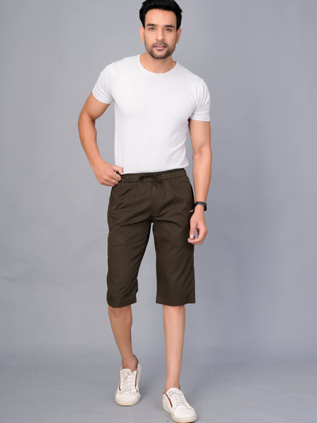 Men’s Premium Solid Twill Capri Pants  – Dark Green