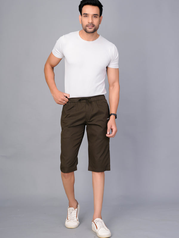 Men’s Premium Solid Twill Capri Pants  – Dark Green