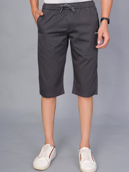 Men’s Premium Solid Twill Capri Pants  – Dark Gray