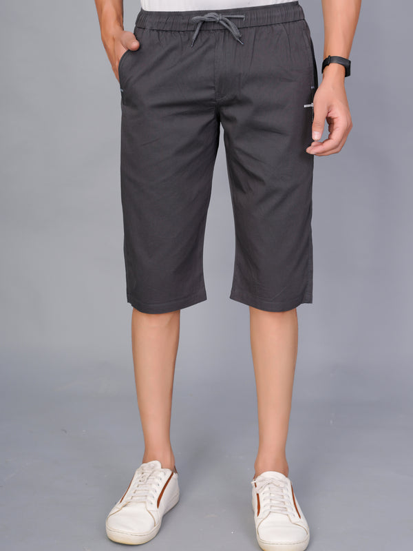Men’s Premium Solid Twill Capri Pants  – Dark Gray