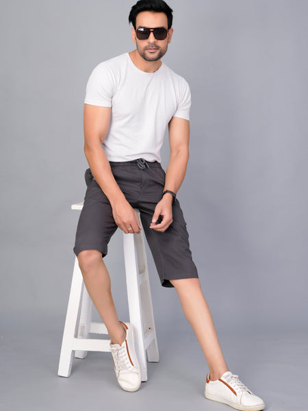 Men’s Premium Solid Twill Capri Pants  – Dark Gray