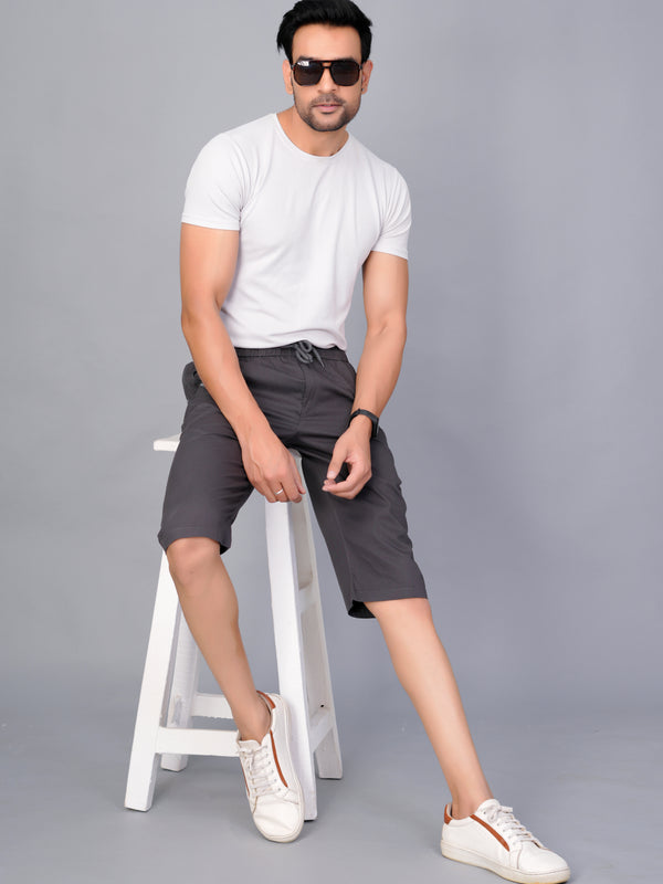 Men’s Premium Solid Twill Capri Pants  – Dark Gray