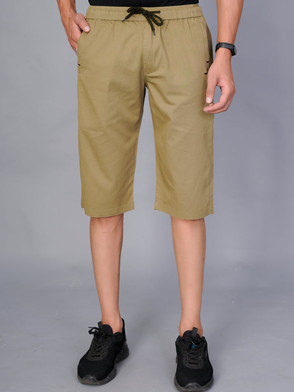 Men’s Premium Solid Twill Capri Pants  – Khakhi