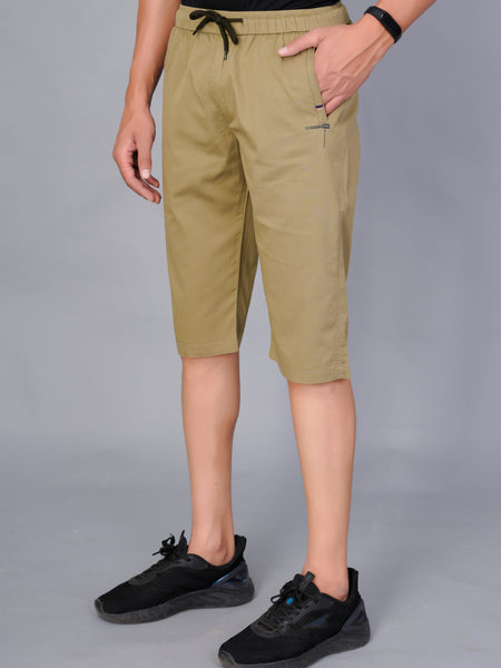 Men’s Premium Solid Twill Capri Pants  – Khakhi