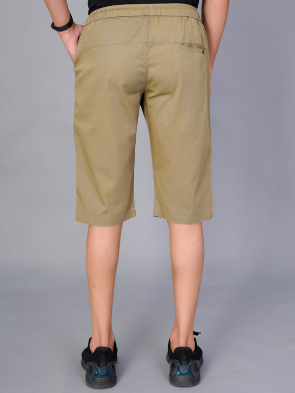 Men’s Premium Solid Twill Capri Pants  – Khakhi