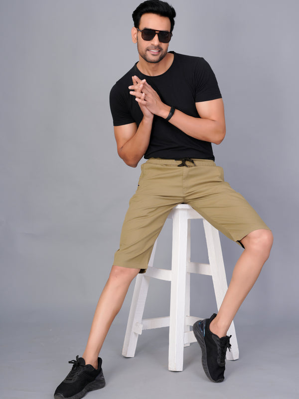 Men’s Premium Solid Twill Capri Pants  – Khakhi