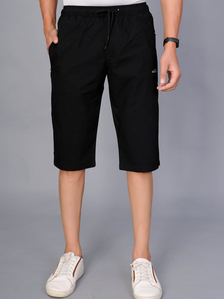 Men’s Premium  Solid Capri Pants  – Black