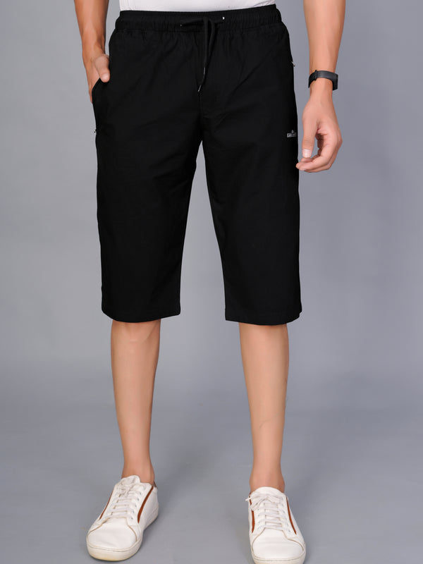 Men’s Premium  Solid Capri Pants  – Black