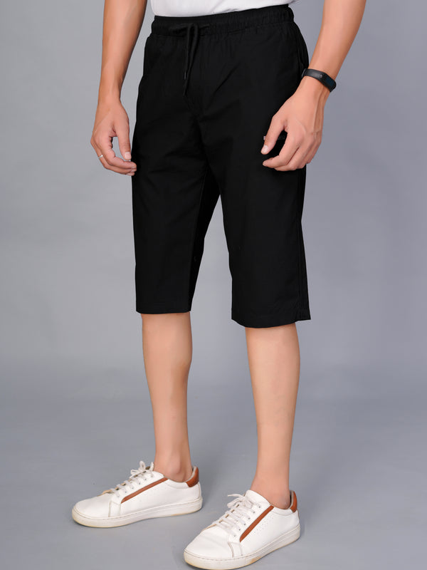 Men’s Premium  Solid Capri Pants  – Black