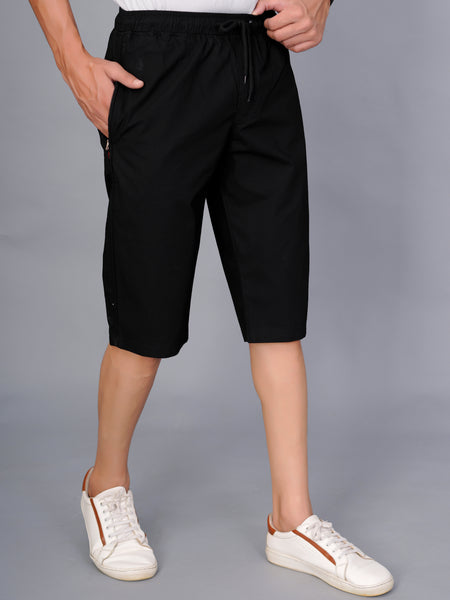 Men’s Premium  Solid Capri Pants  – Black