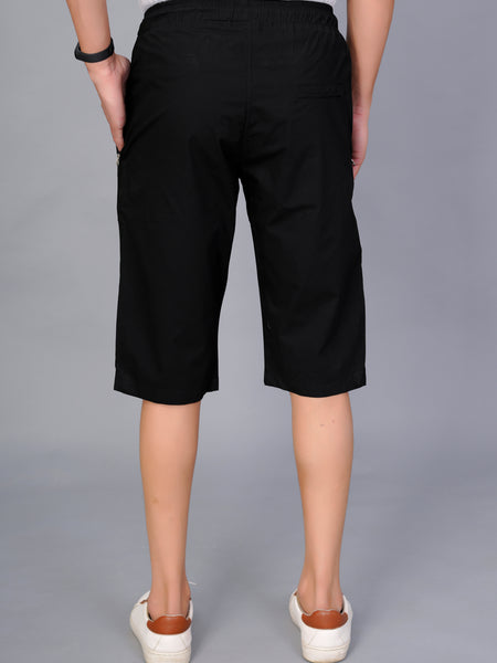 Men’s Premium  Solid Capri Pants  – Black