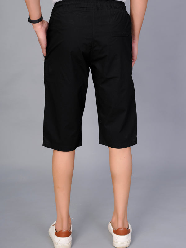 Men’s Premium  Solid Capri Pants  – Black