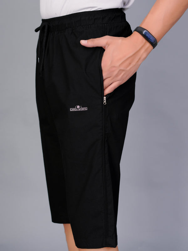 Men’s Premium  Solid Capri Pants  – Black