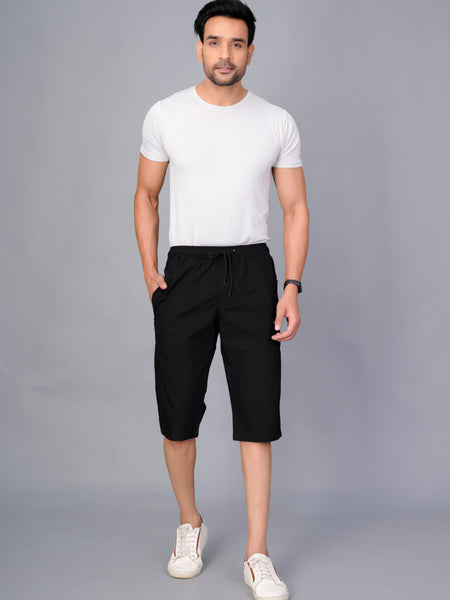 Men’s Premium  Solid Capri Pants  – Black