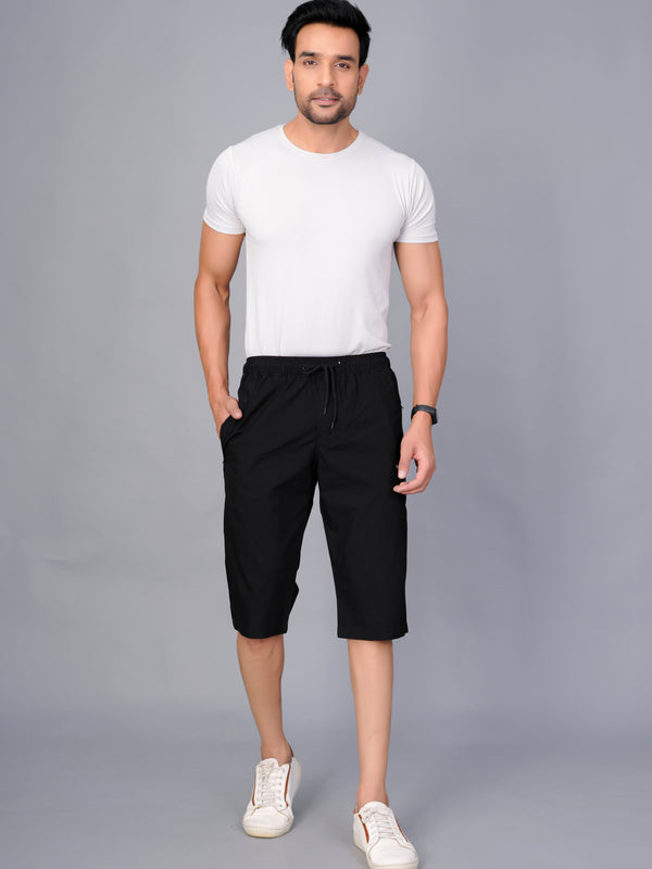 Men’s Premium  Solid Capri Pants  – Black