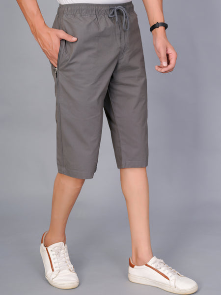 Men’s Premium  Solid Capri Pants  – Dark Gray