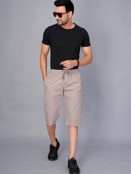 Men’s Premium  Solid Capri Pants – Ghost White