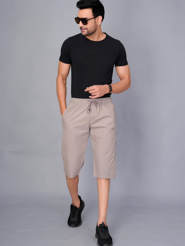 Men’s Premium  Solid Capri Pants – Ghost White