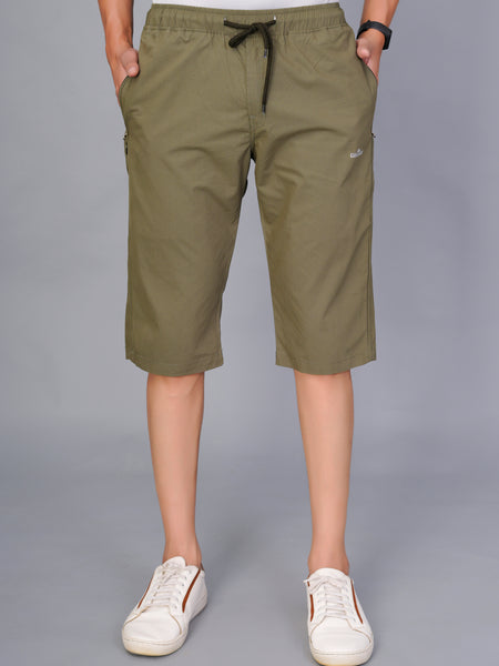 Men’s Premium  Solid Capri Pants  – Khakhi