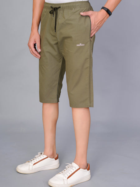 Men’s Premium  Solid Capri Pants  – Khakhi