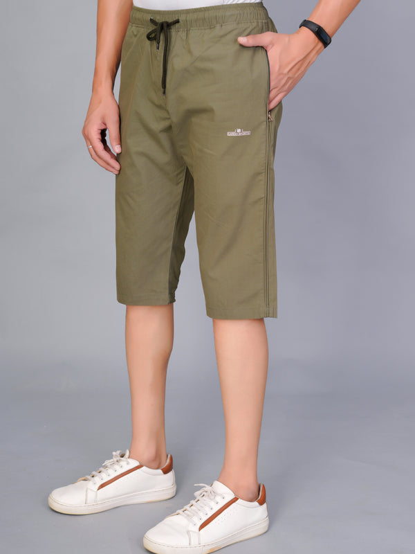Men’s Premium  Solid Capri Pants  – Khakhi
