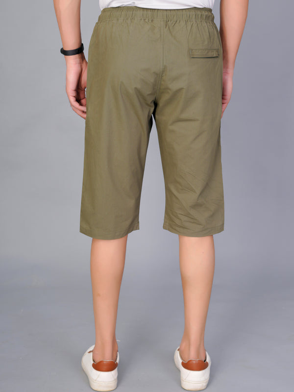 Men’s Premium  Solid Capri Pants  – Khakhi
