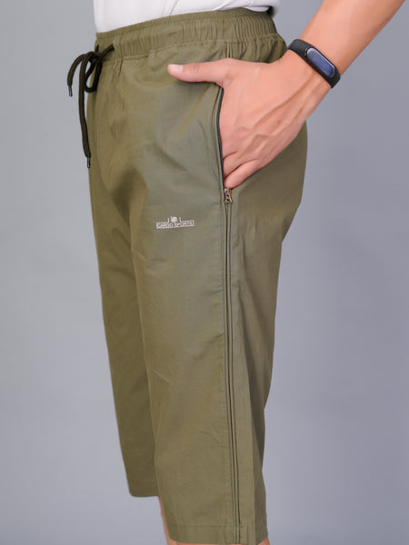 Men’s Premium  Solid Capri Pants  – Khakhi