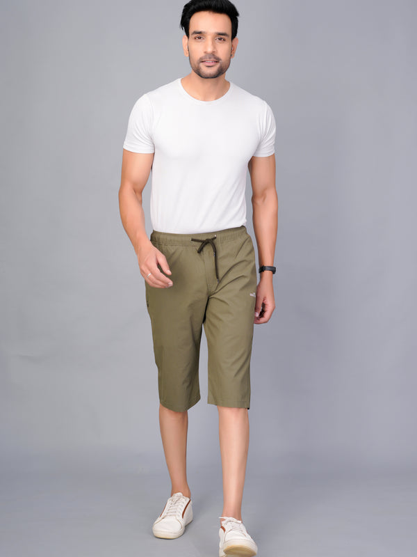 Men’s Premium  Solid Capri Pants  – Khakhi